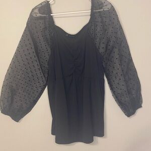 Chic LUNA MOON Black Polka Dot Sleeve Blouse XXL